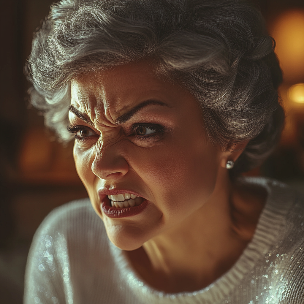 A furious older woman arguing | Source: Midjourney