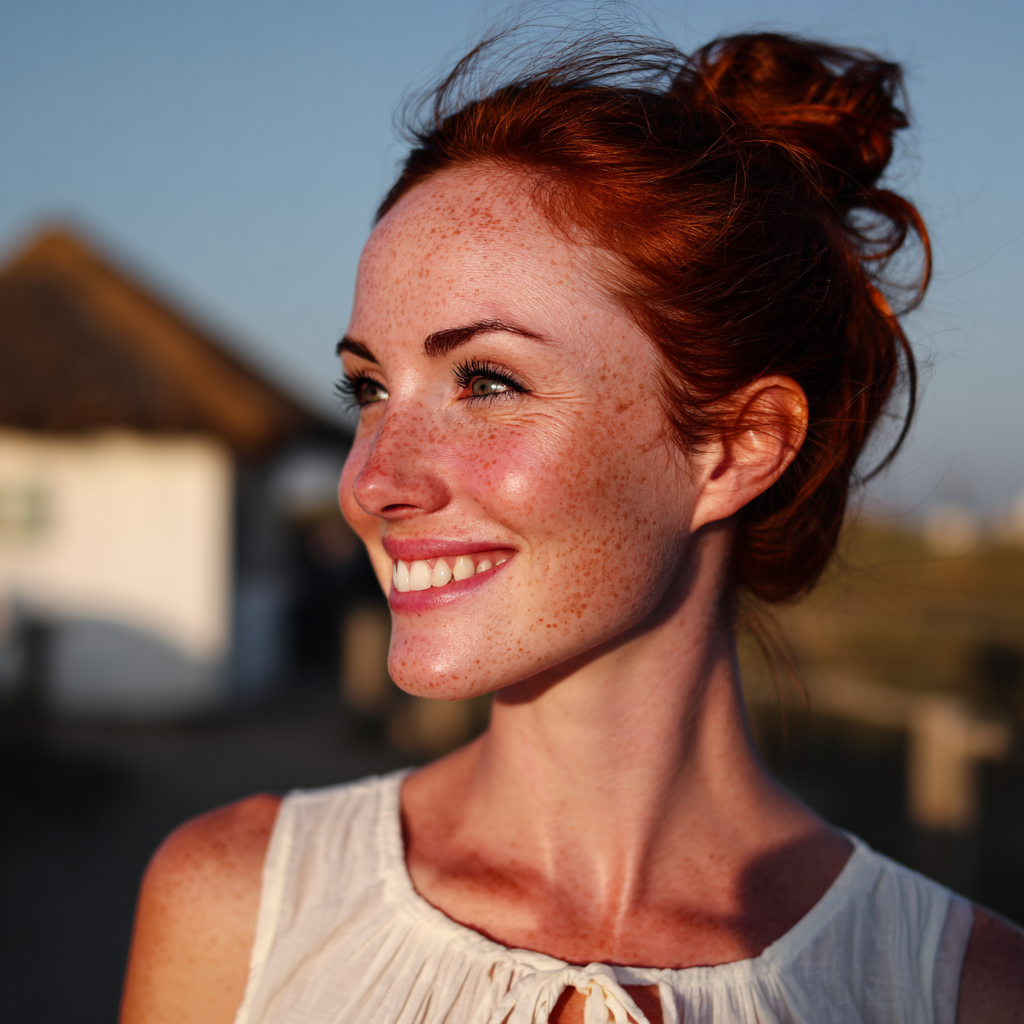 A smiling woman standing outside | Source: Midjourney