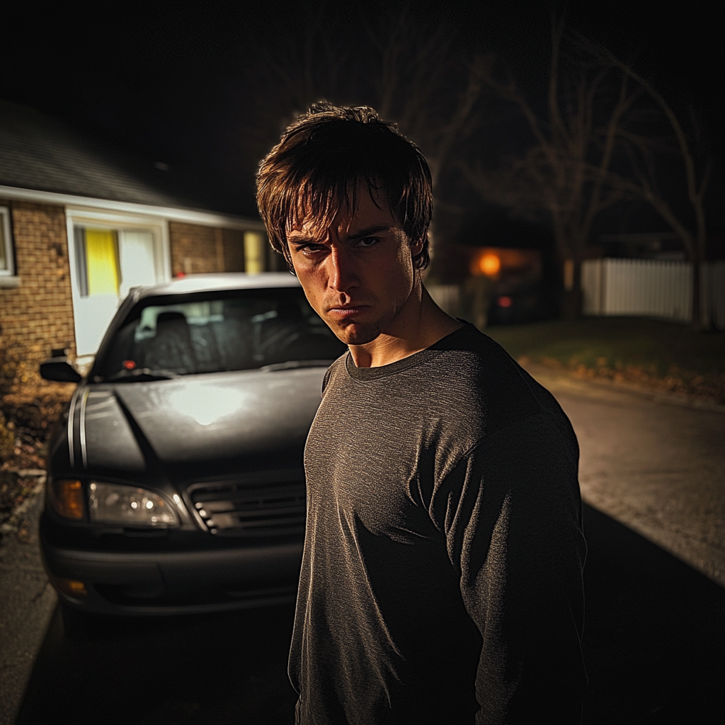 A man standing in front of a car | Source: Midjourney