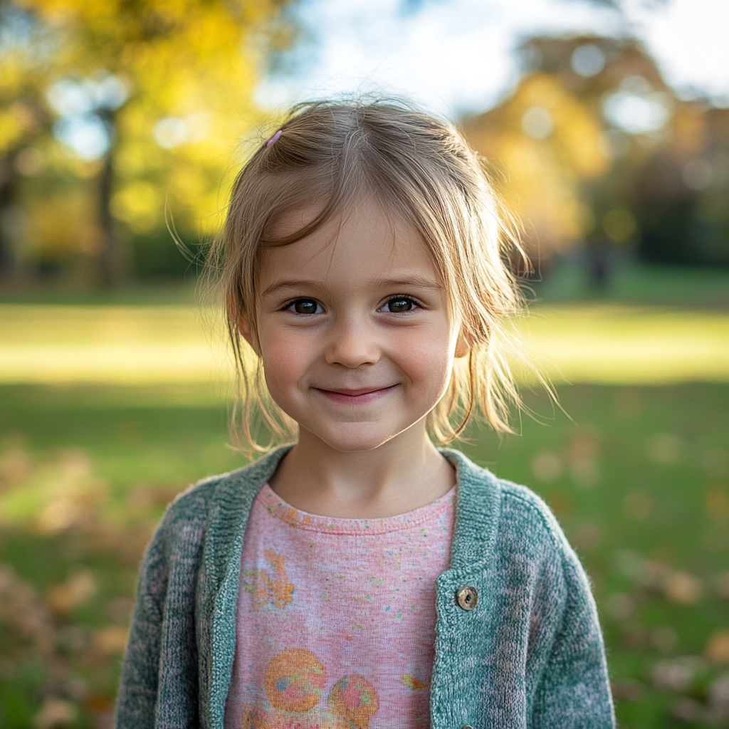 Une petite fille debout dans un parc | Source : Midjourney