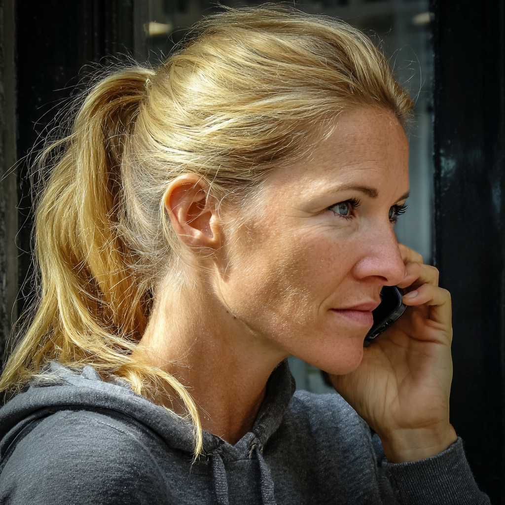 A woman talking on a phone | Source: Midjourney