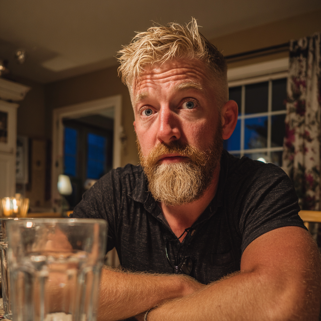 A shocked man sitting at a table | Source: Midjourney