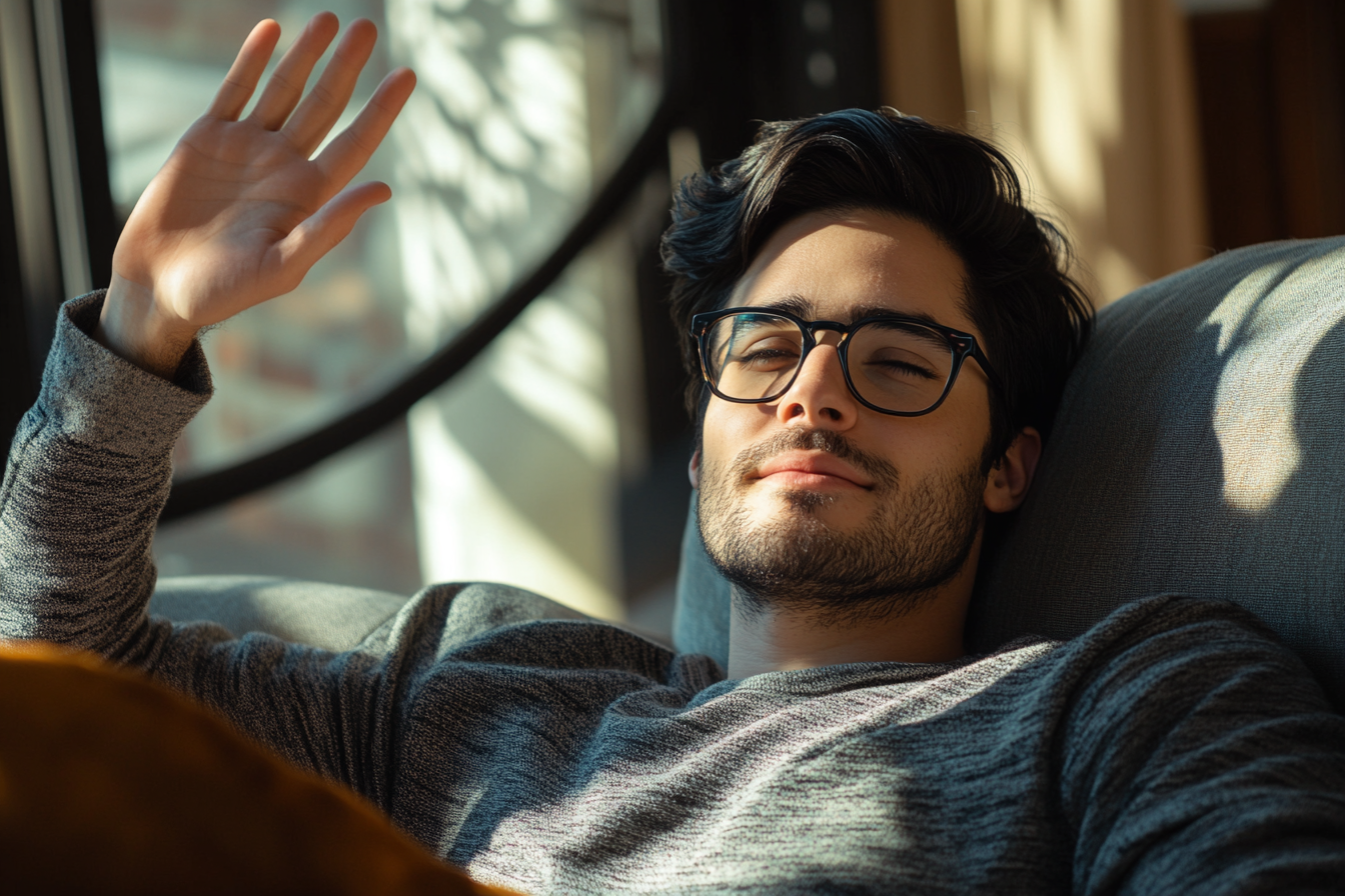 A man relaxing on a sofa | Source: Midjourney