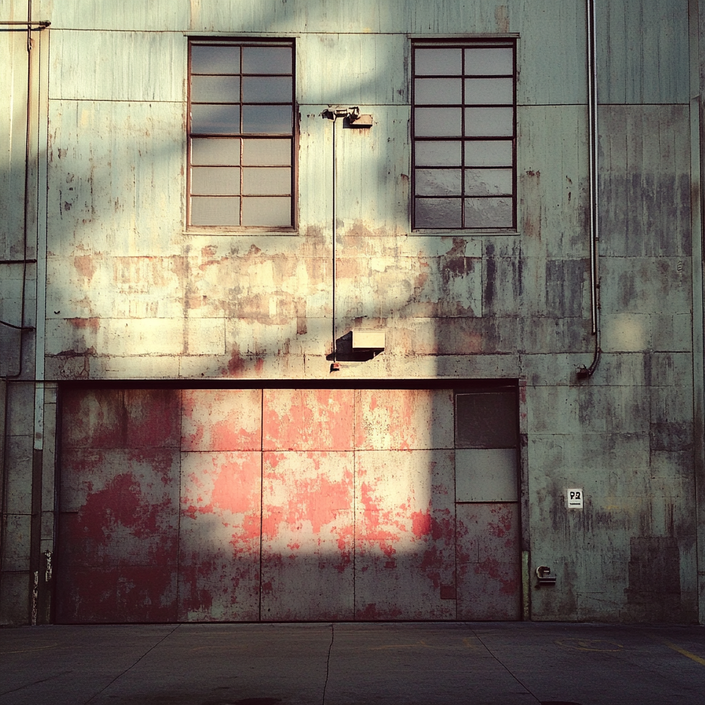 The exterior of an abandoned warehouse | Source: Midjourney