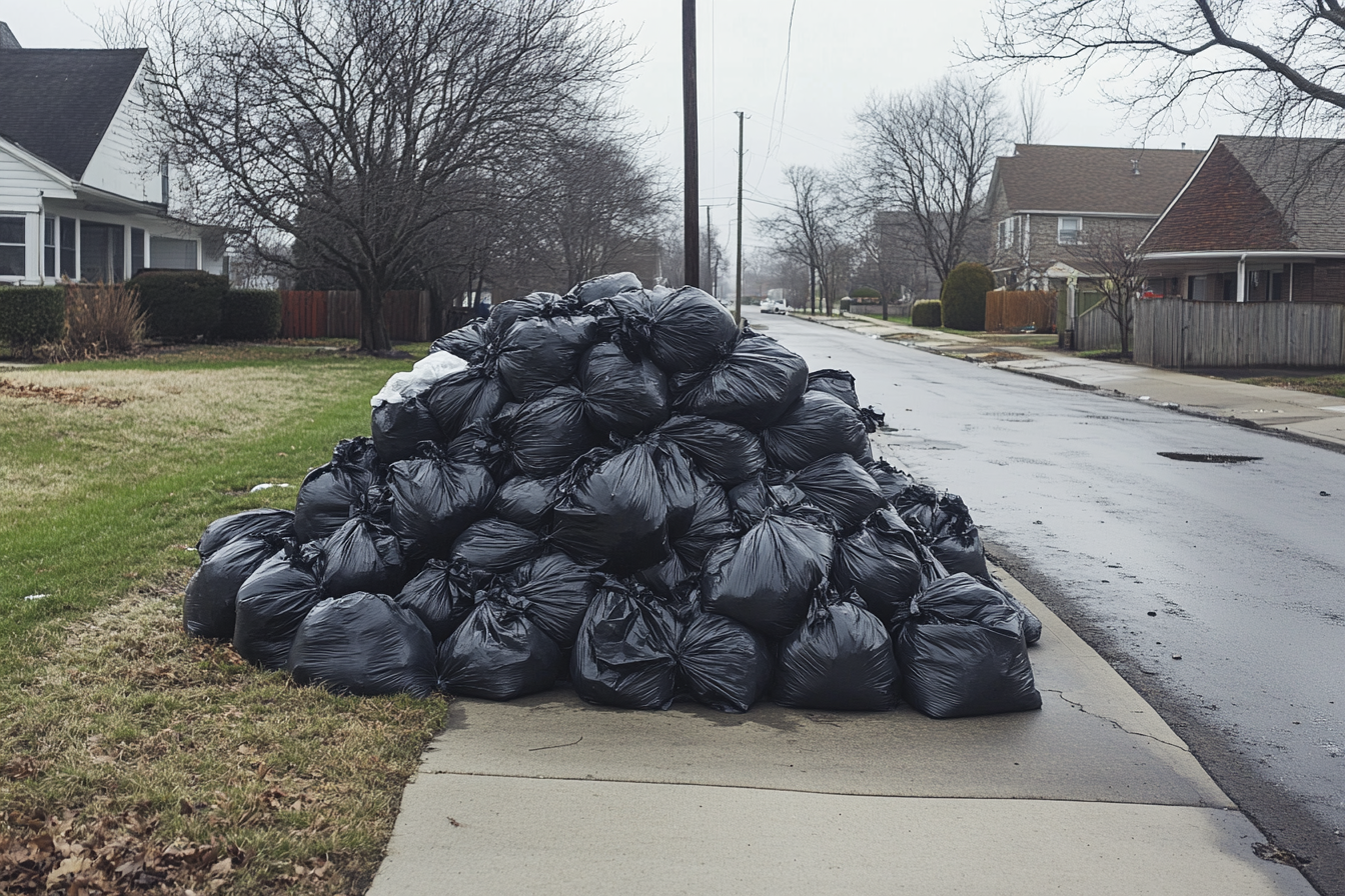 Trash bags on a sidewalk | Source: Midjourney