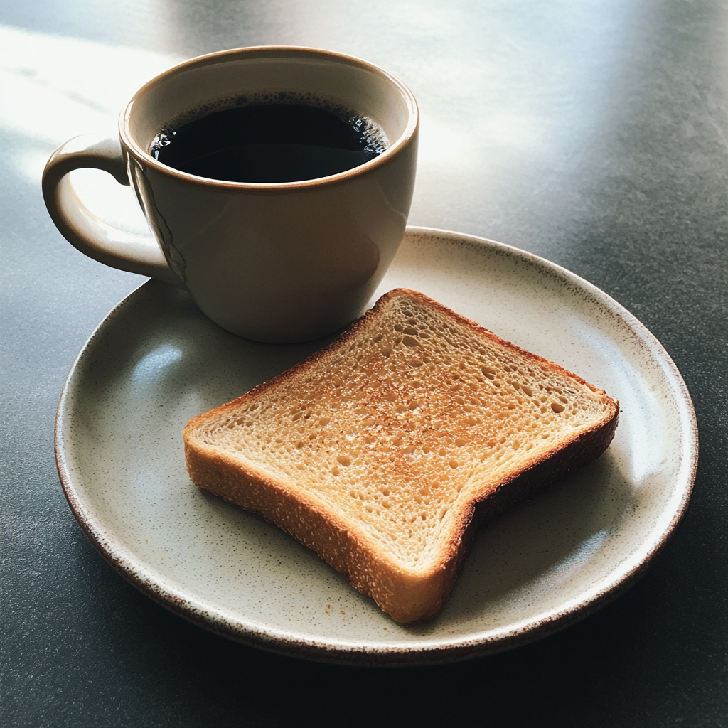 Une tranche de pain grillé et une tasse de café | Source : Midjourney