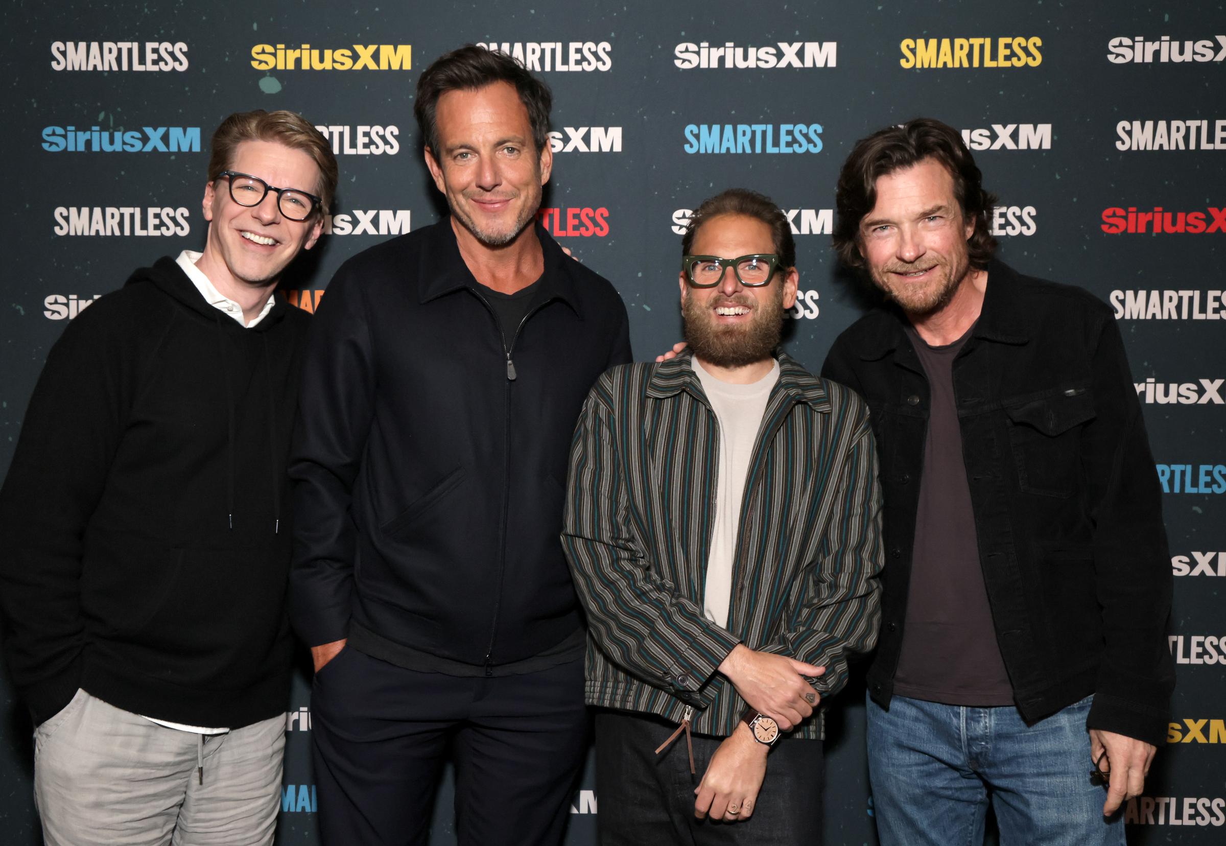 Sean Hayes, Will Arnett, Jonah Hill and Jason Bateman attend SiriusXM Presents SmartLess LIVE at Avalon Hollywood on April 25, 2026 in Los Angeles, California. | Source: Getty Images