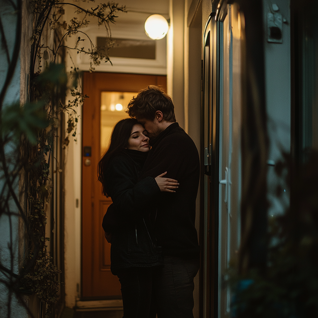 A man hugging his girlfriend | Source: Midjourney