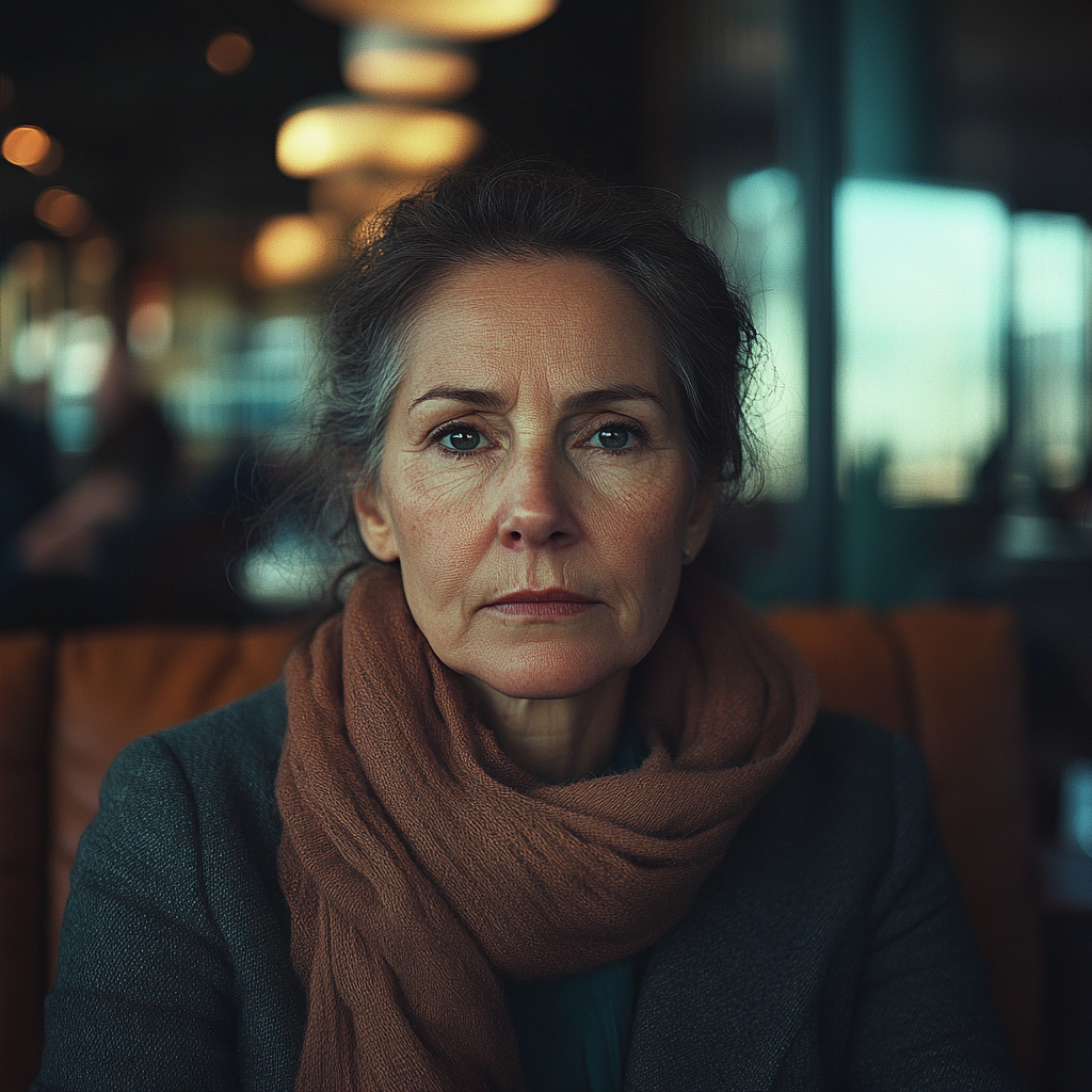 A serious woman in a restaurant | Source: Midjourney