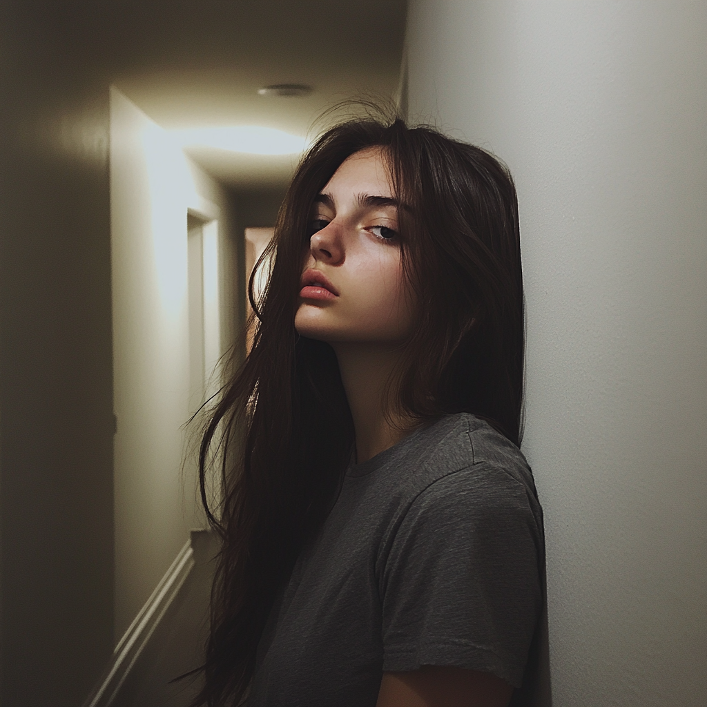 A teenager leaning against a wall | Source: Midjourney