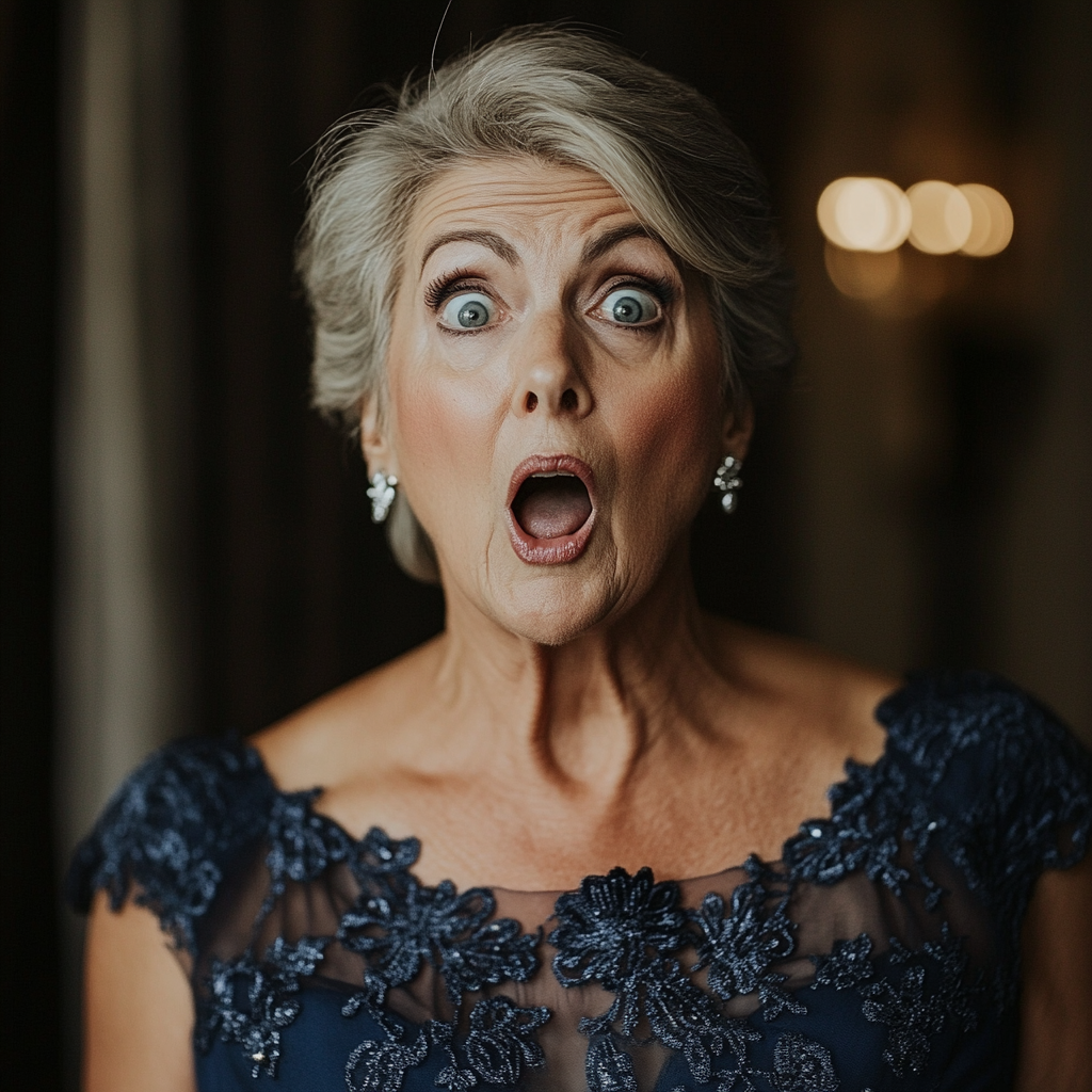 A shocked older woman | Source: Midjourney