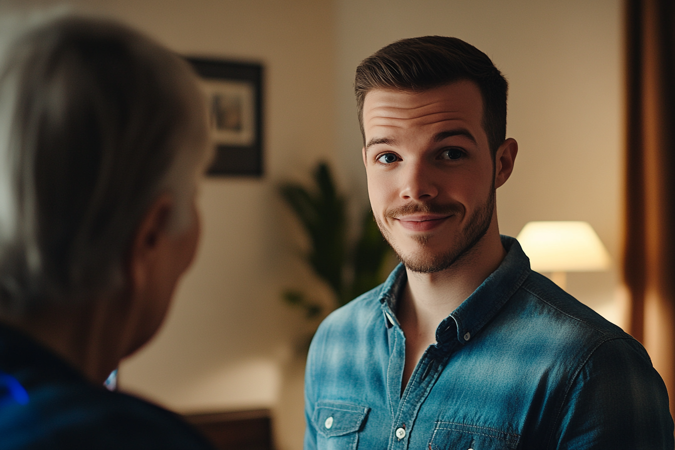 A man talking to his mother | Source: Midjourney