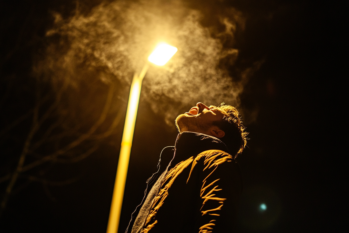 A man shouting in the street at night | Source: Midjourney