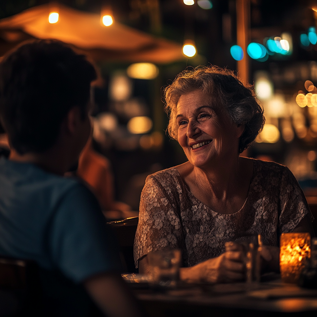 A woman talking to her son | Source: Midjourney