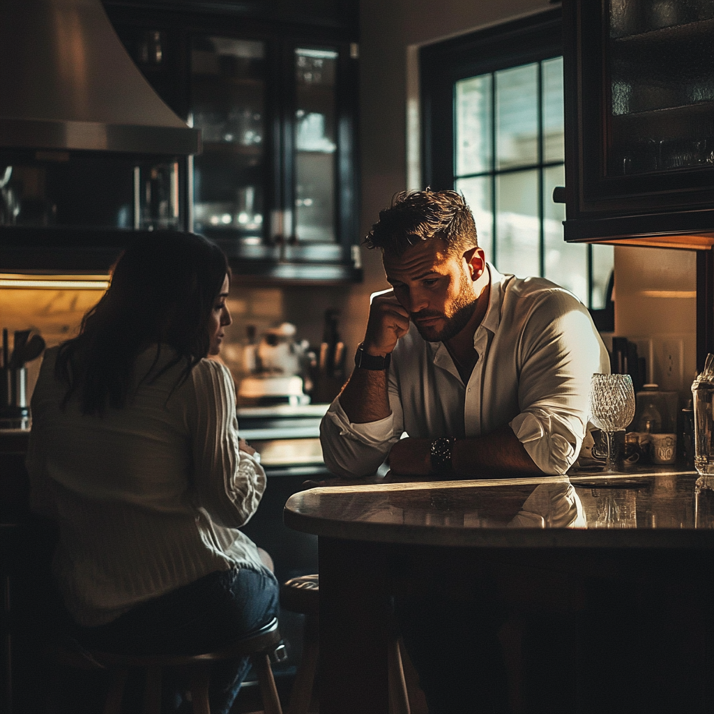 A couple having a heated conversation | Source: Midjourney