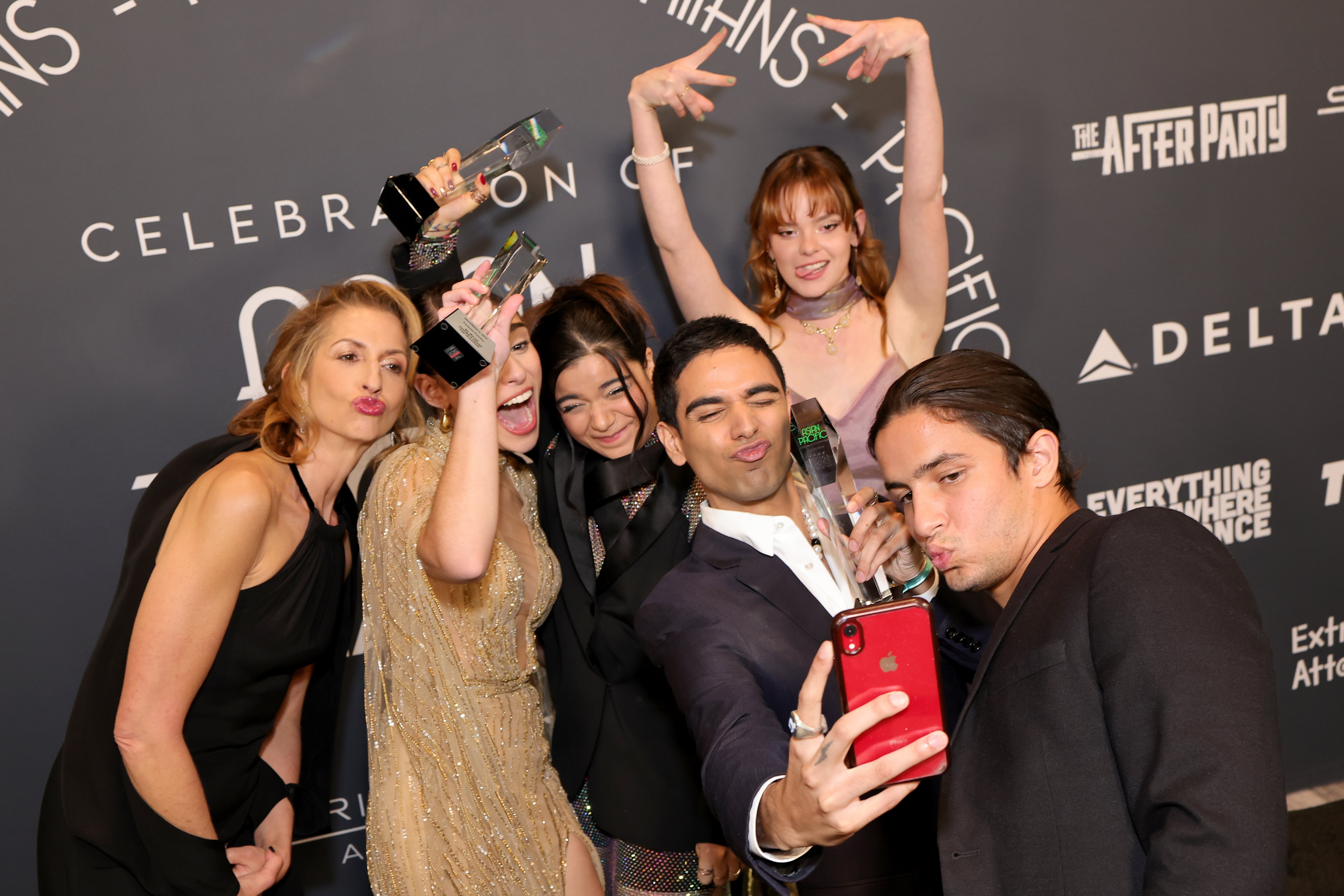 Alysia Reiner, Yasmeen Fletcher, Mohan Kapoor, Iman Vellani, Rish Shah, Laurel Marsden, and Aramis Knight attend the Critics Choice Association's Celebration of Asian Pacific Cinema & Television at Fairmont Century Plaza on November 04, 2022 in Los Angeles, California. | Source: Getty Images