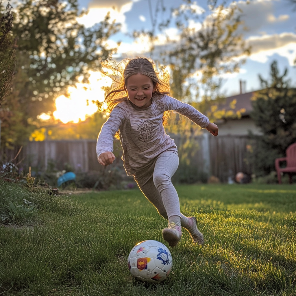 A little girl playing outside | Source: Midjourney
