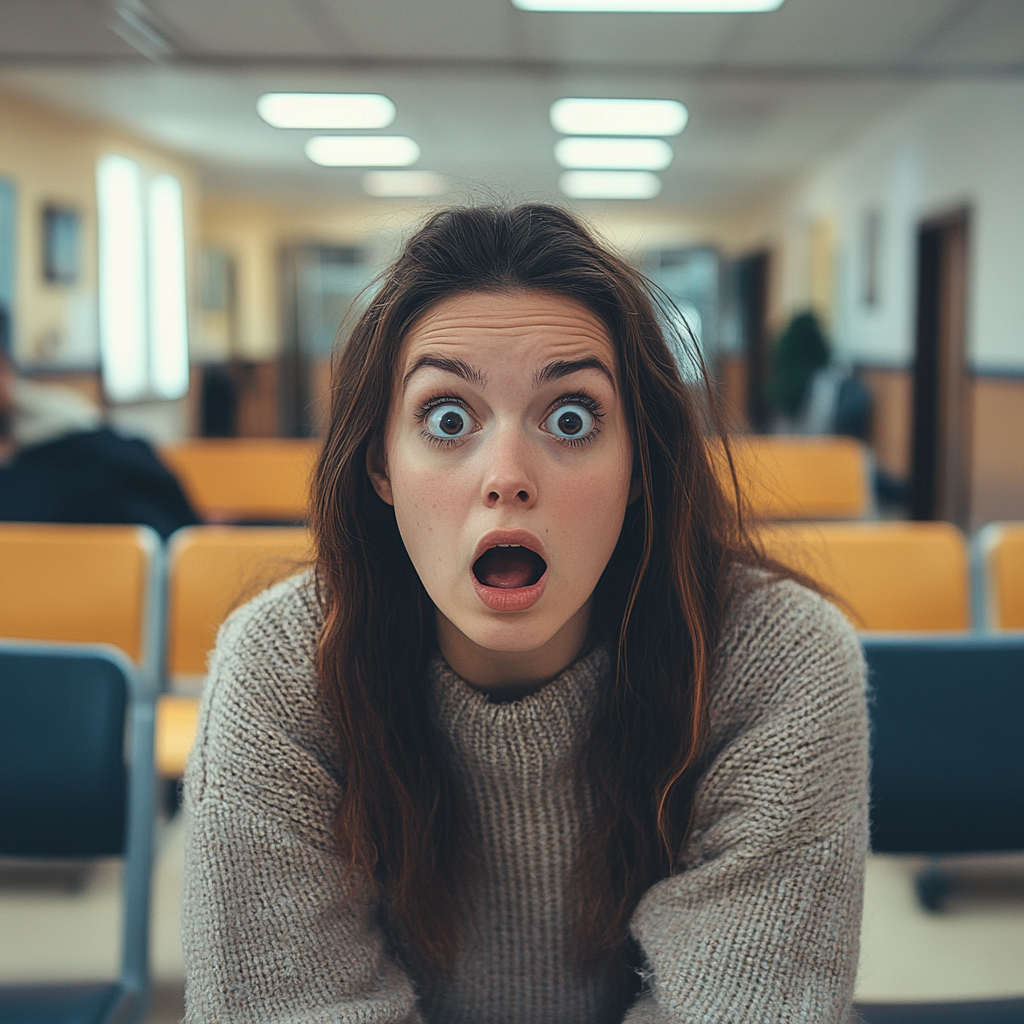 A shocked woman in a hospital | Source: Midjourney