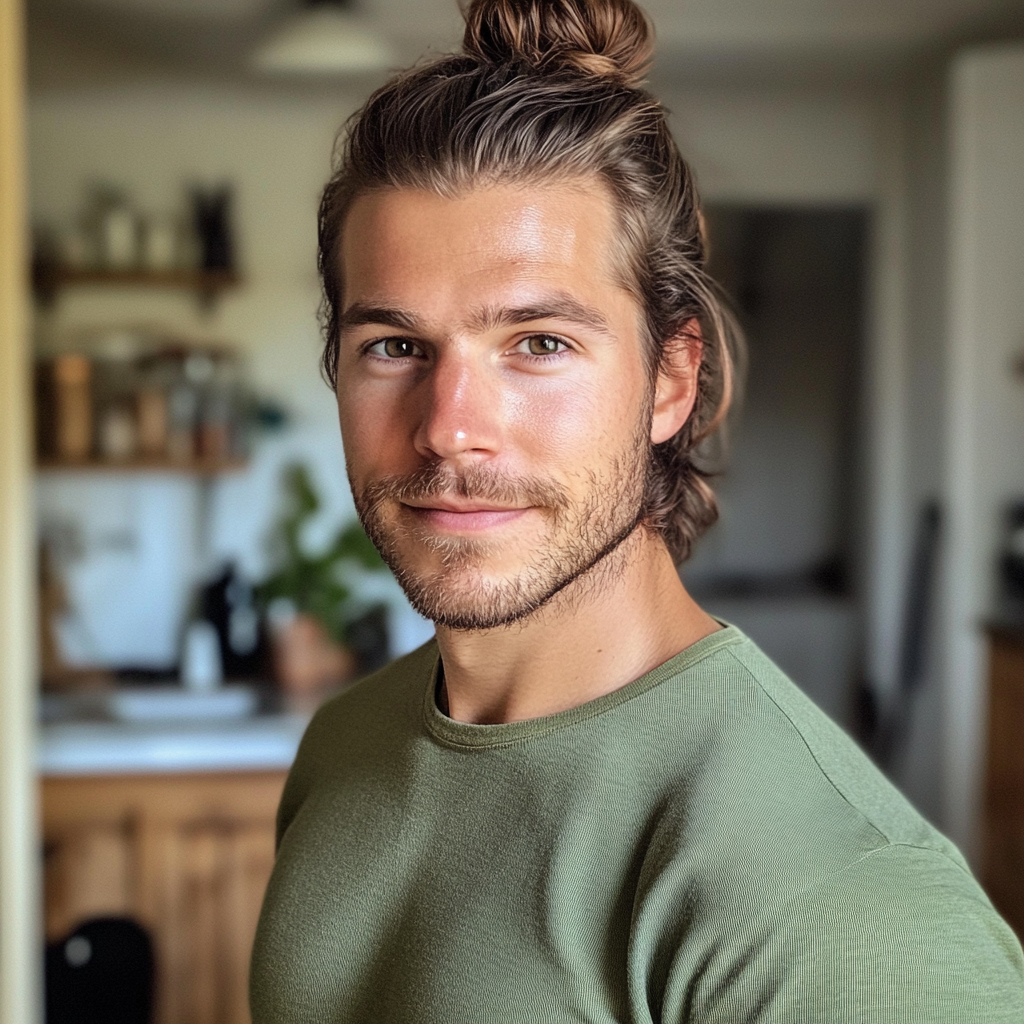 A smiling man standing in a kitchen | Source: Midjourney