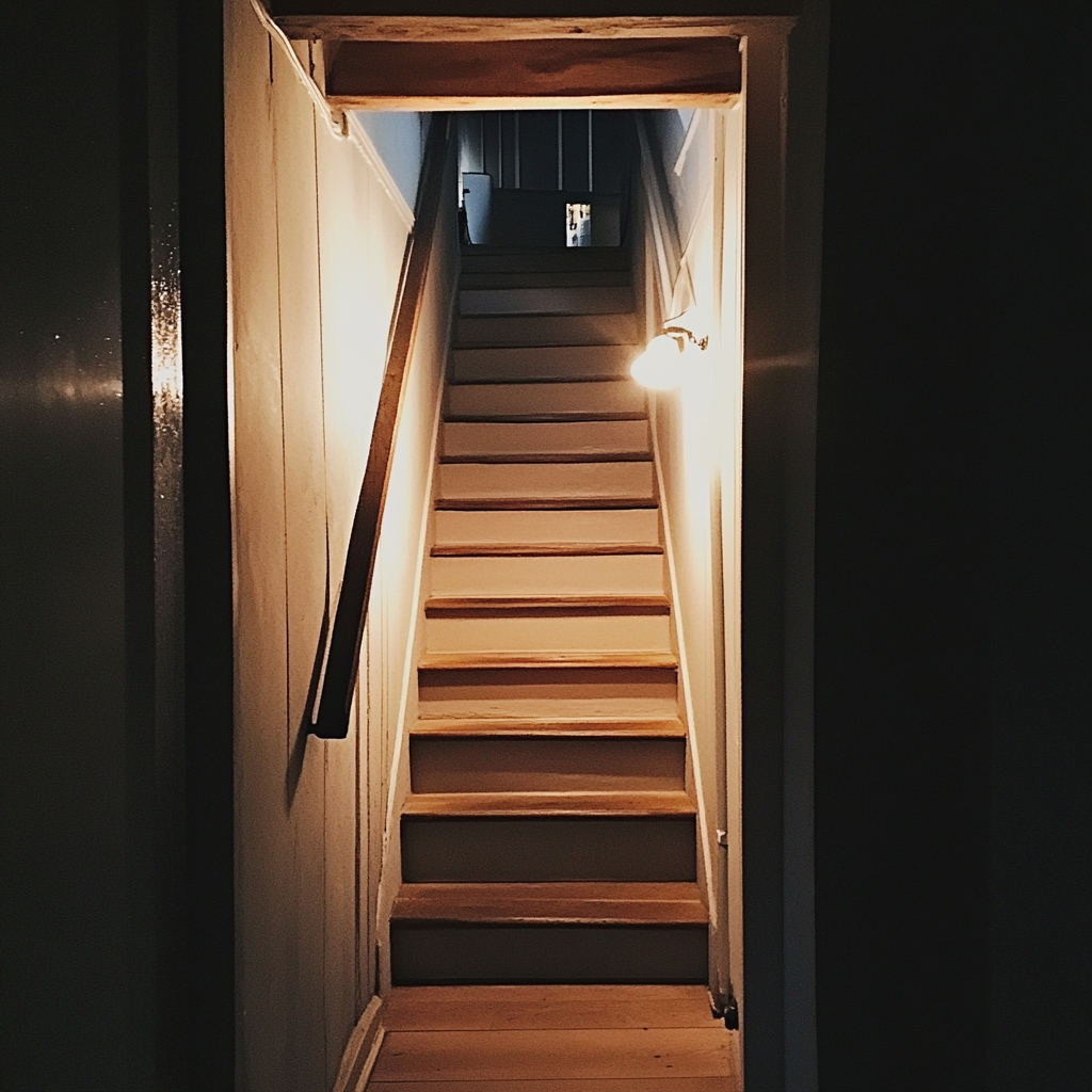 A narrow staircase | Source: Midjourney