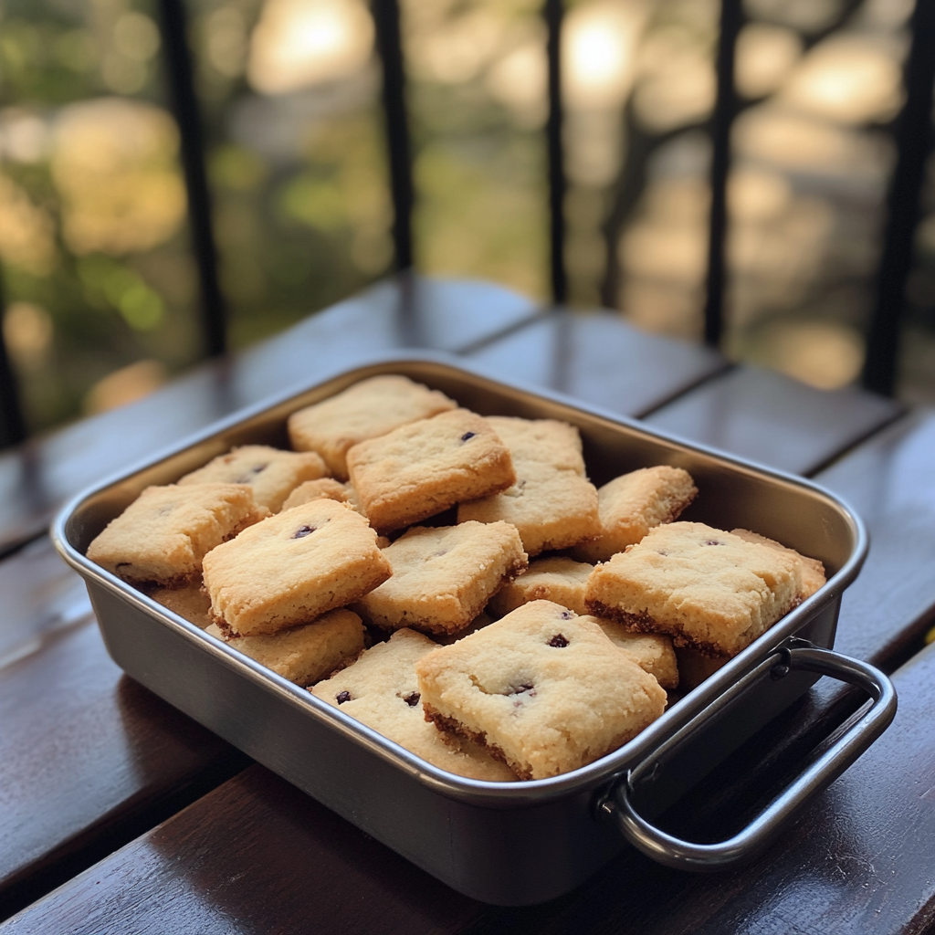 A container of shortbread on a table | Source: Midjourney
