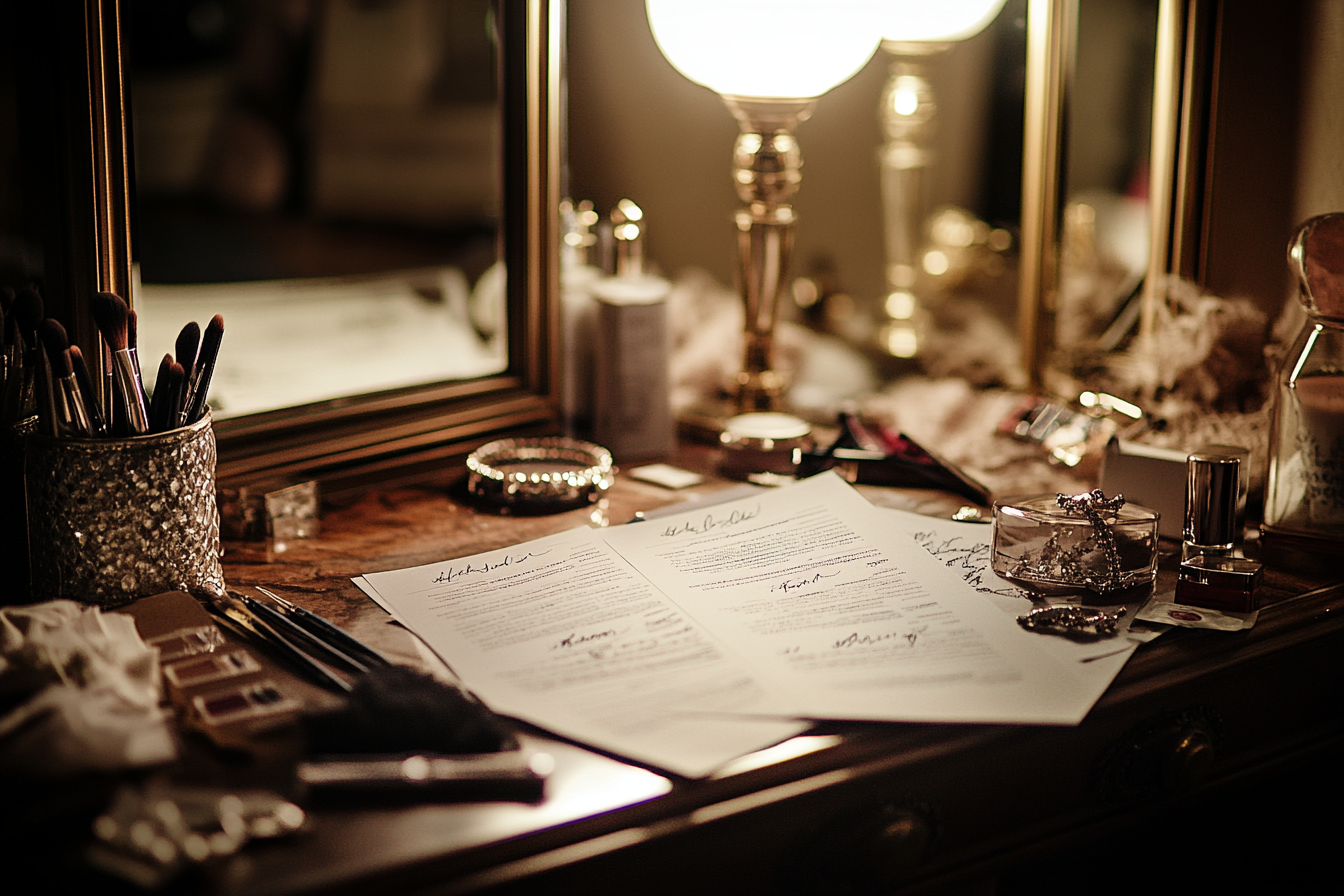 Papers on a vanity table | Source: Midjourney