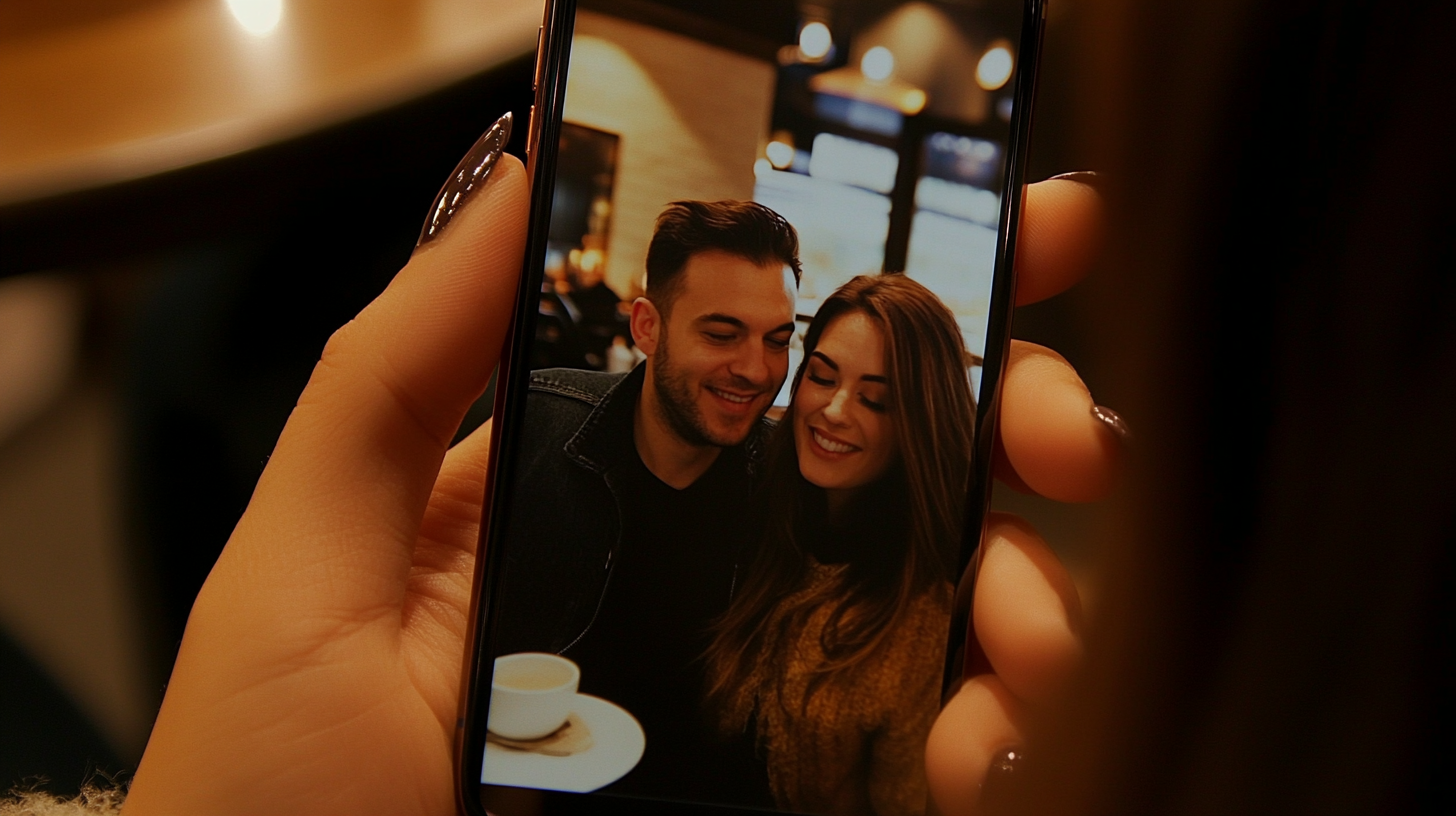 Photo of a couple on a mobile screen | Source: Midjourney