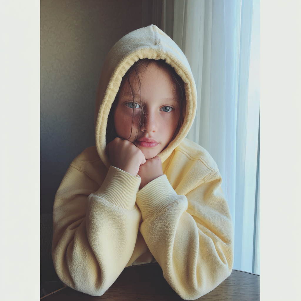 A little girl wearing a hoodie | Source: Midjourney