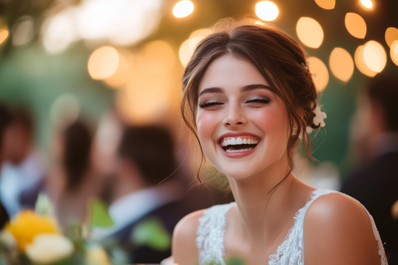 A bride laughing | Source: Midjourney