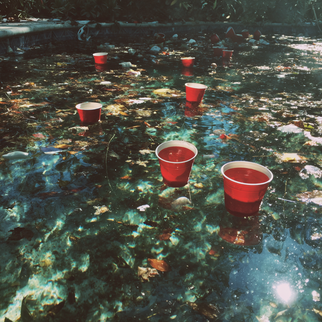 A close-up of a pool after a party | Source: Midjourney