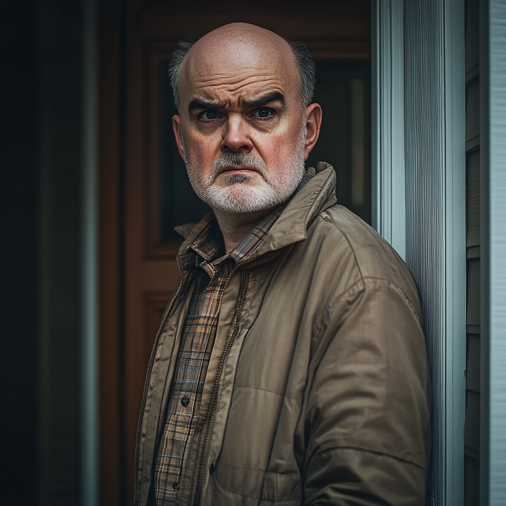 A middle-aged man standing near a door | Source: Midjourney