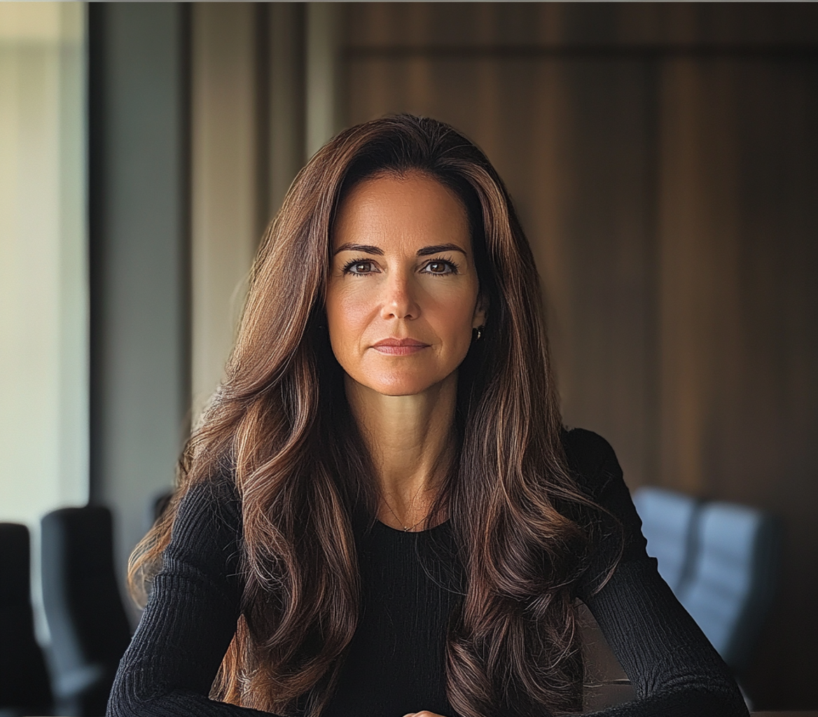A woman sitting at a boardroom table | Source: Midjourney