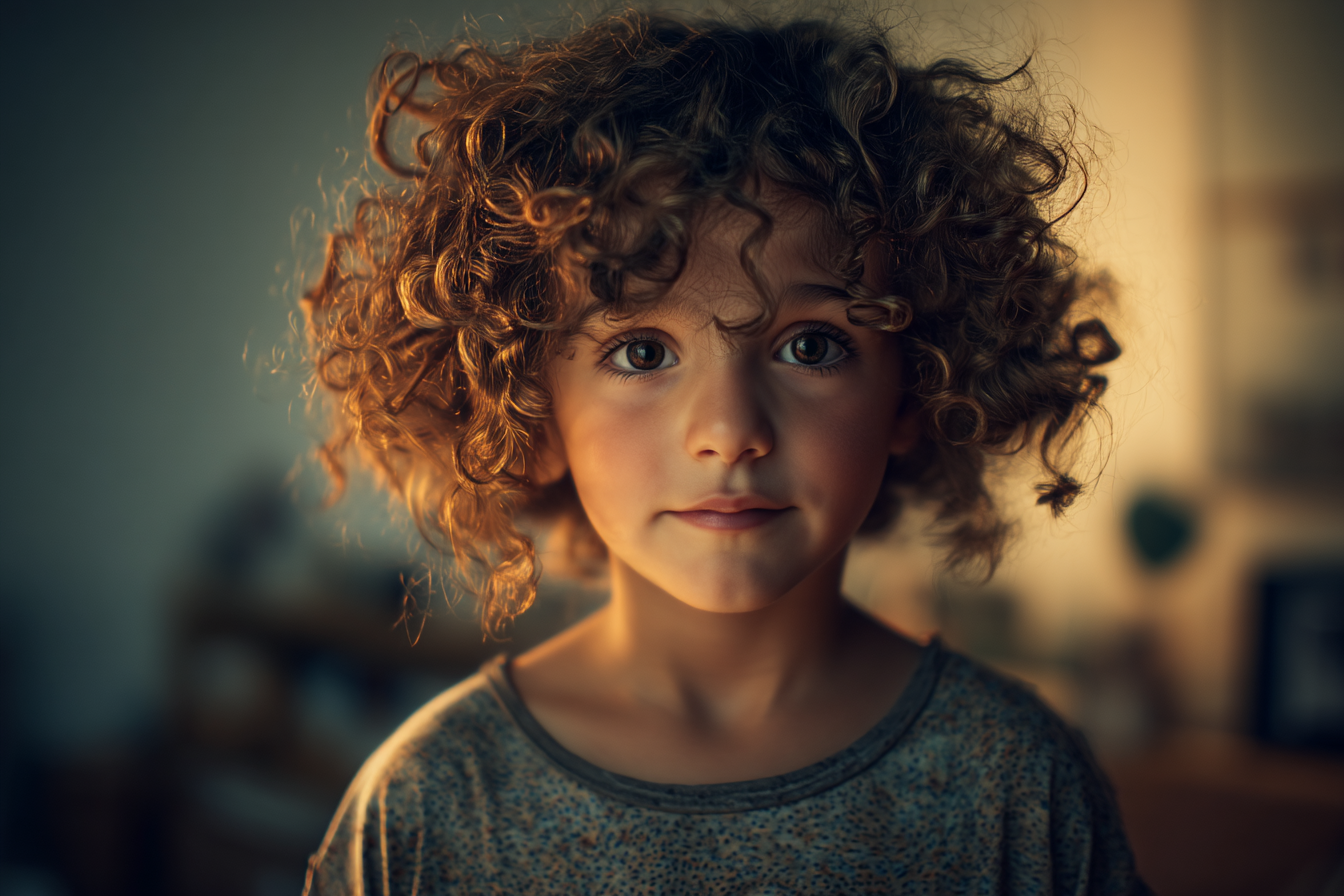 A little girl looking straight ahead | Source: Midjourney