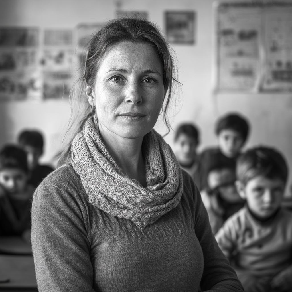 A female teacher in a classroom filled with young students | Source: Midjourney