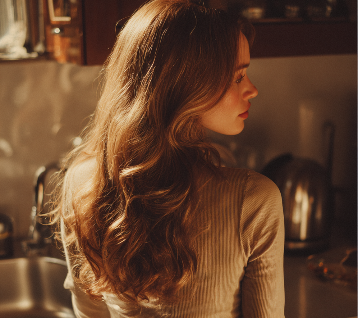 A woman standing by a sink | Source: Midjourney