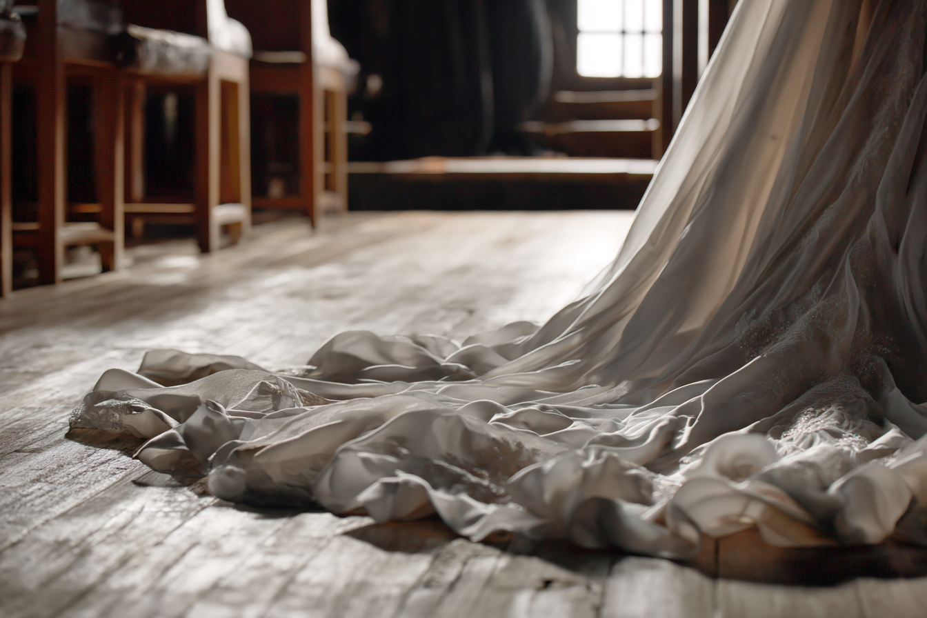 A wedding dress train | Source: Midjourney