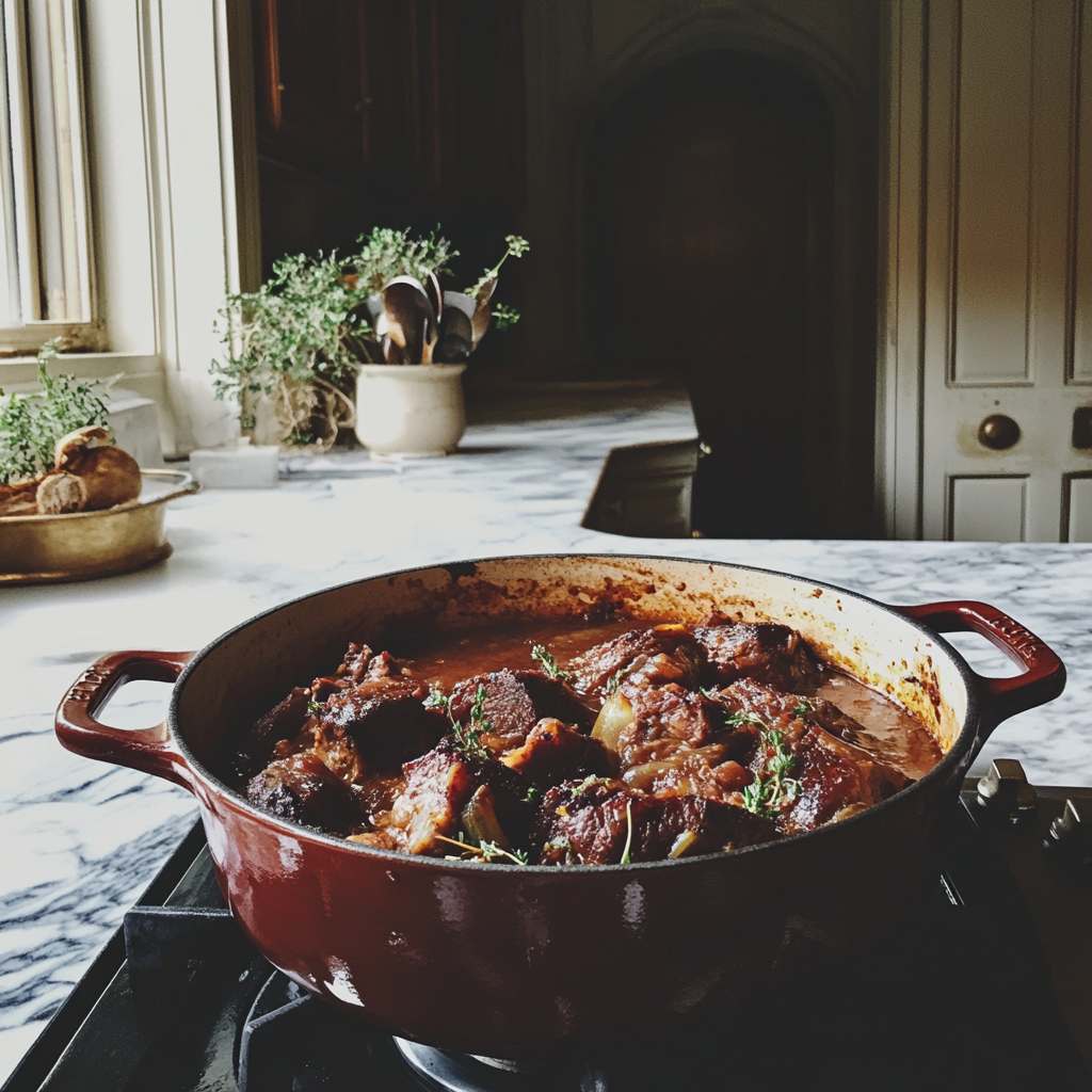 A pot of food on a stove | Source: Midjourney