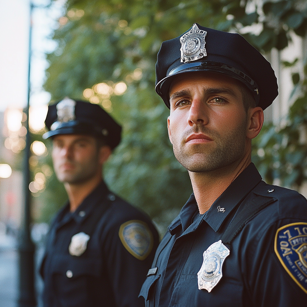 Policiais atendendo a uma chamada | Fonte: Midjourney