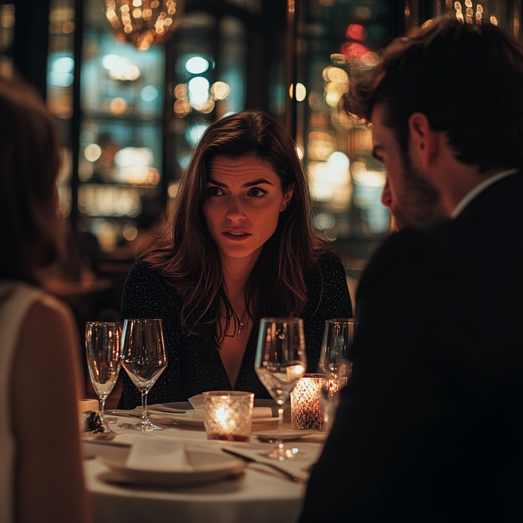 People at a restaurant having a sensitive conversation | Source: Midjourney