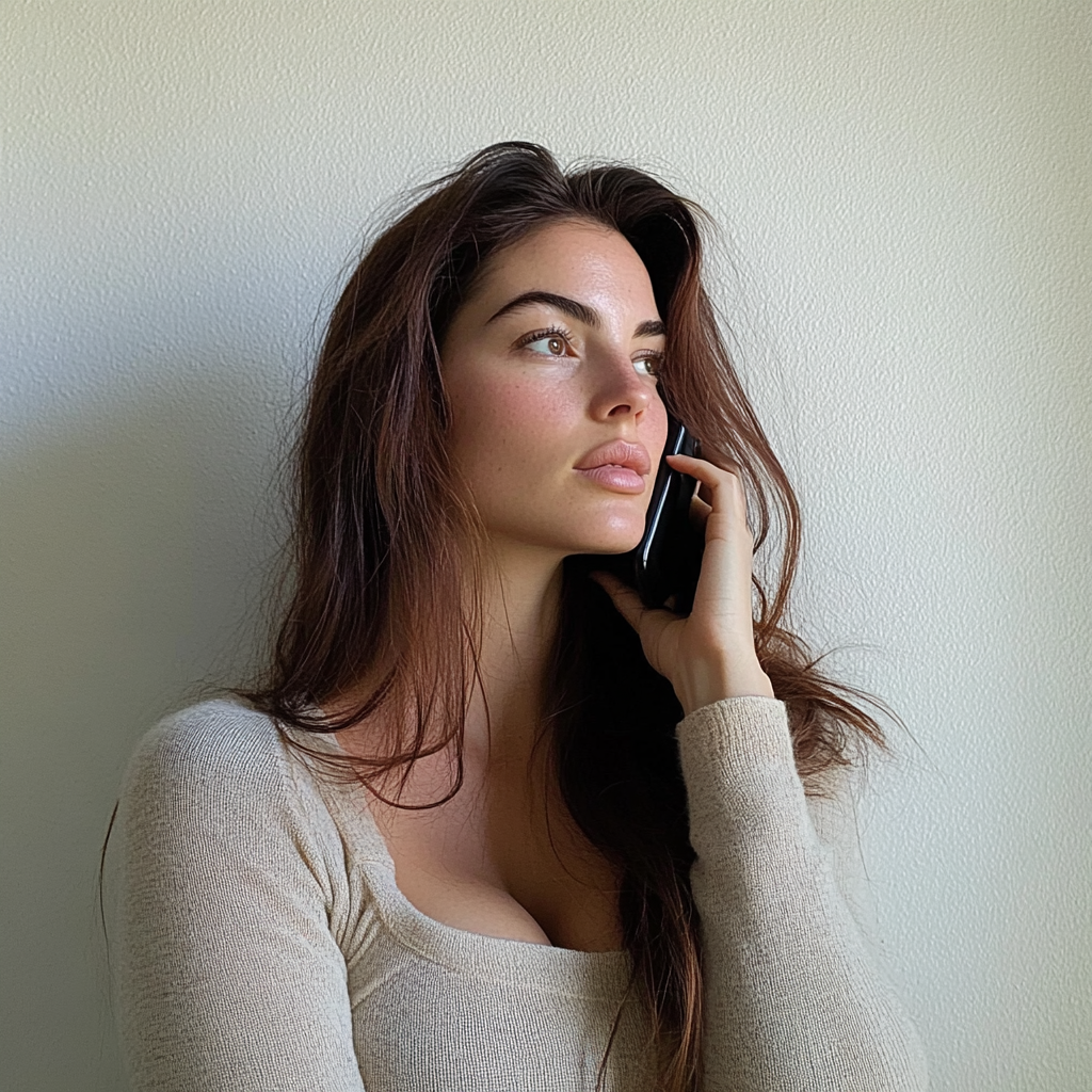 A mean woman talking to her sister-in-law on the phone | Source: Midjourney