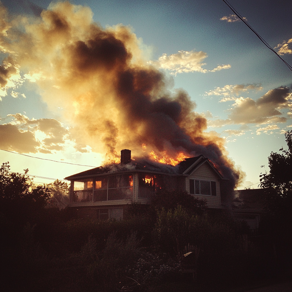 A house on fire | Source: Midjourney