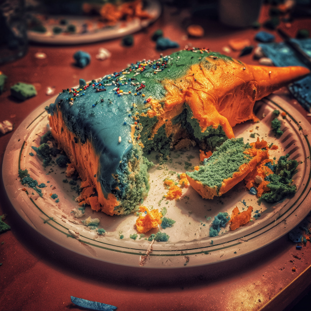 A destroyed birthday cake | Source: Midjourney