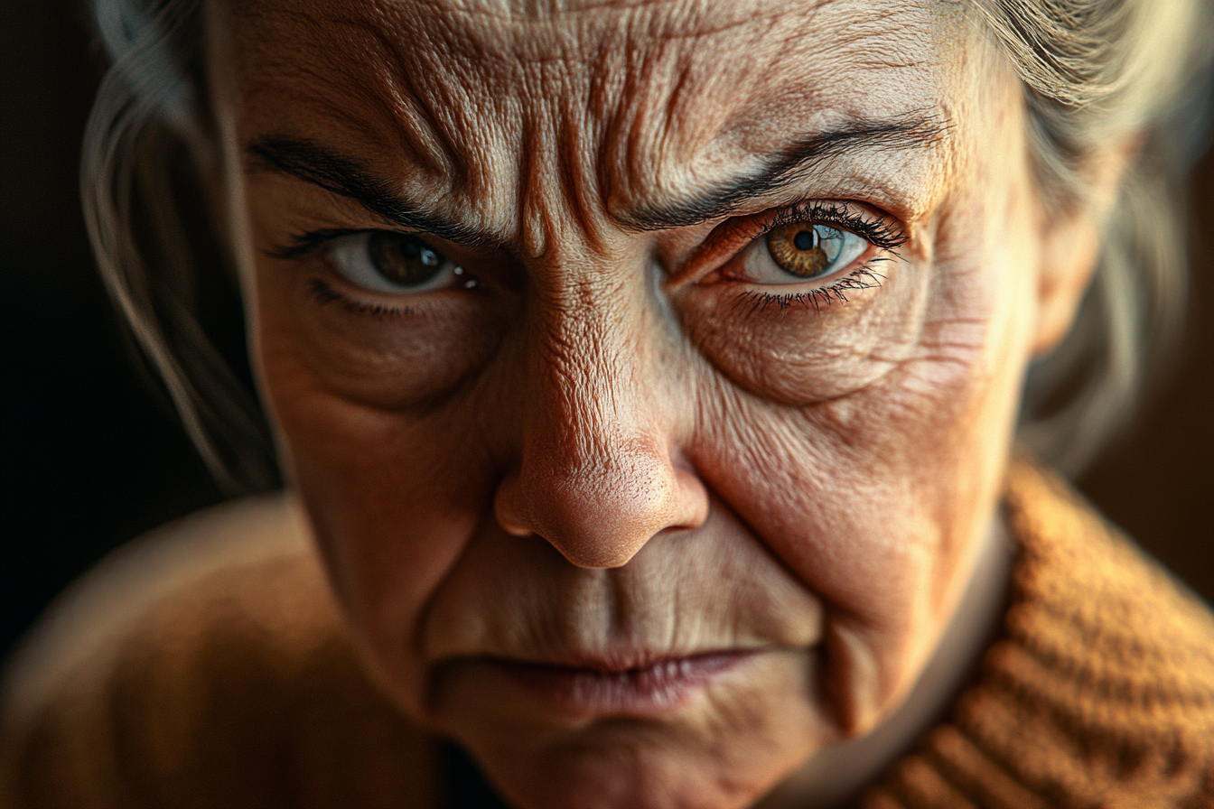 A senior woman frowning | Source: Midjourney