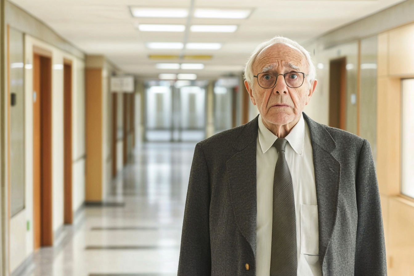 An elderly man standing in a hospital | Source: Midjourney