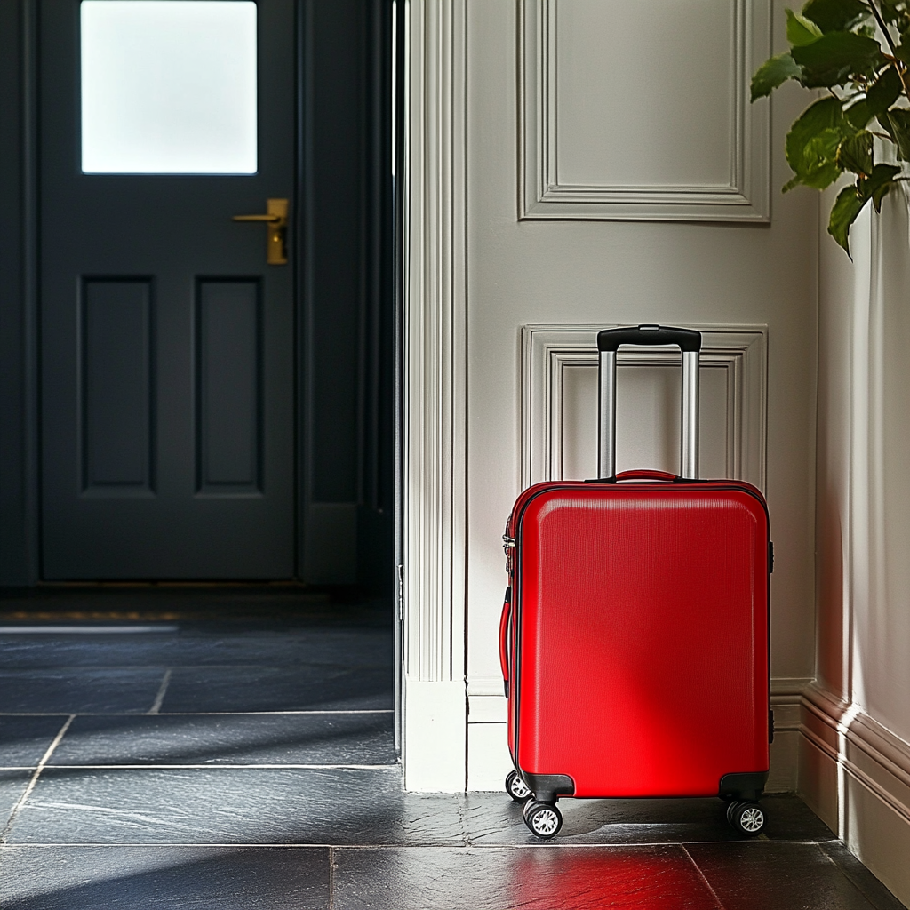 A suitcase in a hallway | Source: Midjourney