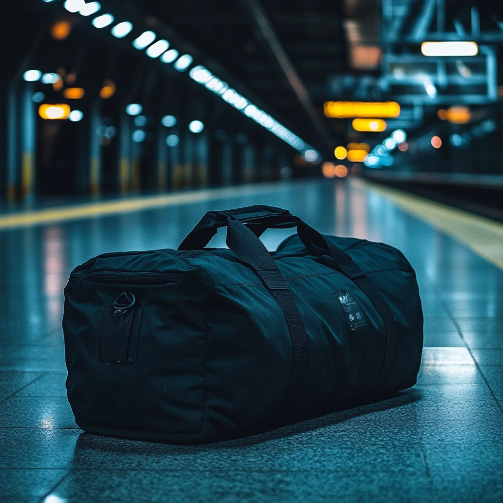 A black duffel bag in a train station | Source: Pexels