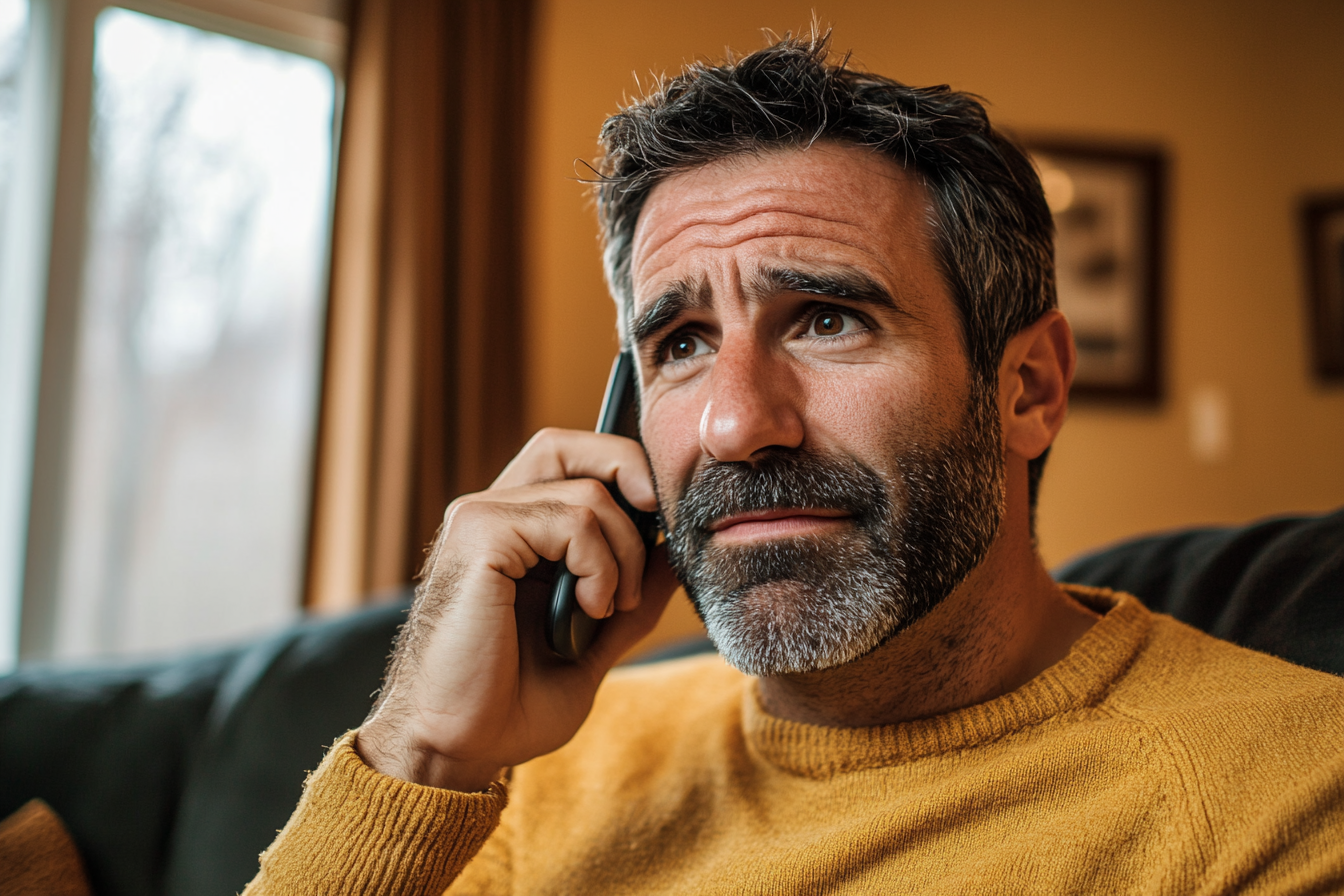 A man speaking on his phone | Source: Midjourney