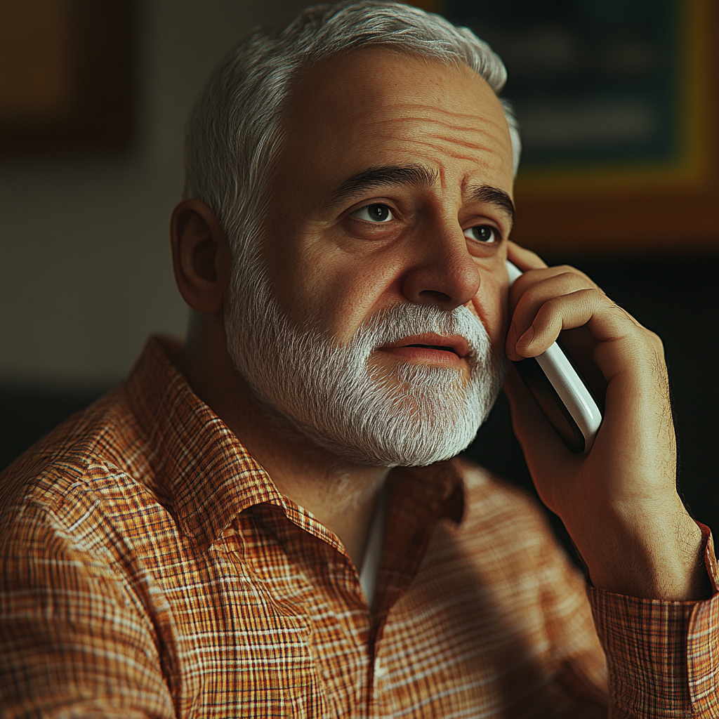 A man talking to his son on the phone | Source: Midjourney