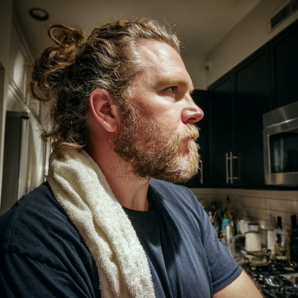 A man standing in a kitchen | Source: Midjourney