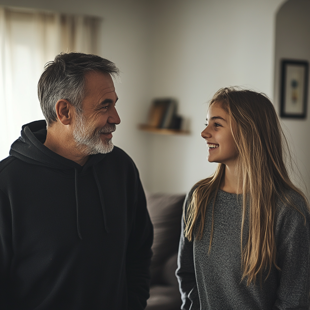 A man talking to his daughter | Source: Midjourney